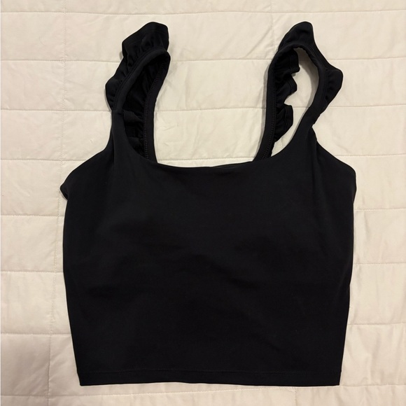 Blogilates Black Ruffle Strap Crop Top - Picture 1 of 4